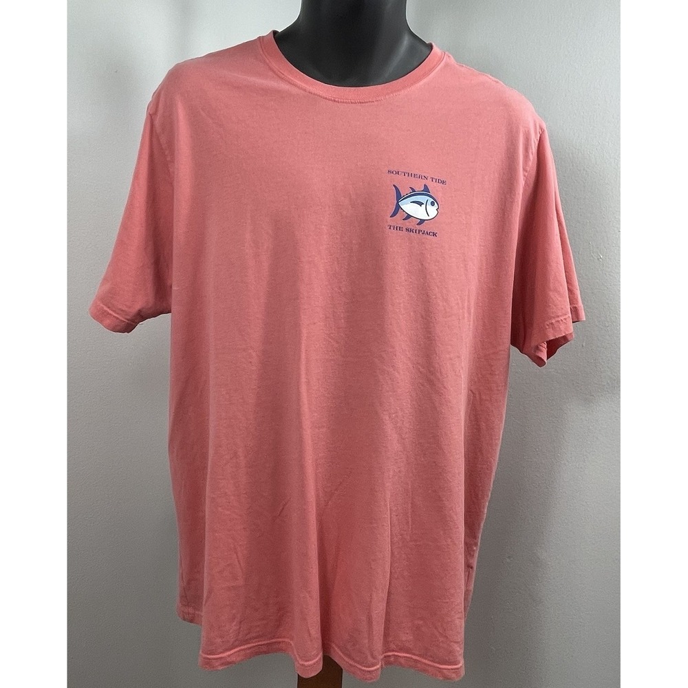 Southern Tide The Skipjack Pink Coral Medallion Men's XL Tee T-Shirt